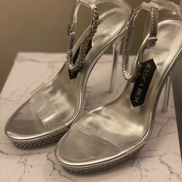 Jessica Rich Silver Chain Women's High Heels-EU35 - Picture 1 of 10